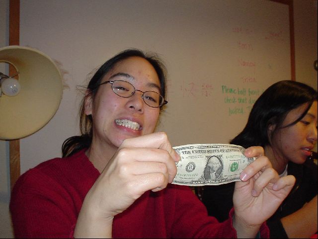 I Win!
Joyce with her good luck fortune