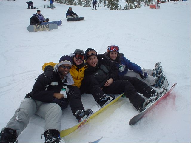 Top o' Hot Wheels
Ryan, Nicole, Me (on a snowboard!?), Christina