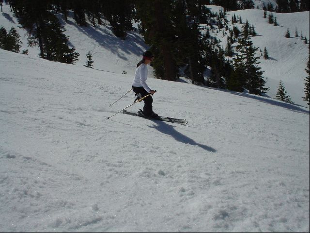 Great Form!
Nancy heading down Squaw Creek