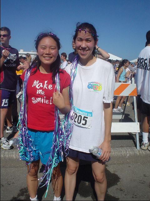 Fairy Princesses
Melanie and Lani would've actually finished under 70 minutes... but they were slowed down by the extensive wind resistence and drag from their "hair".