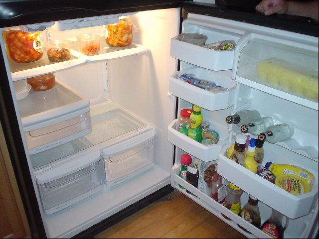 Leo's Well-Stocked Fridge
Kimchee and Bicardi... yum.